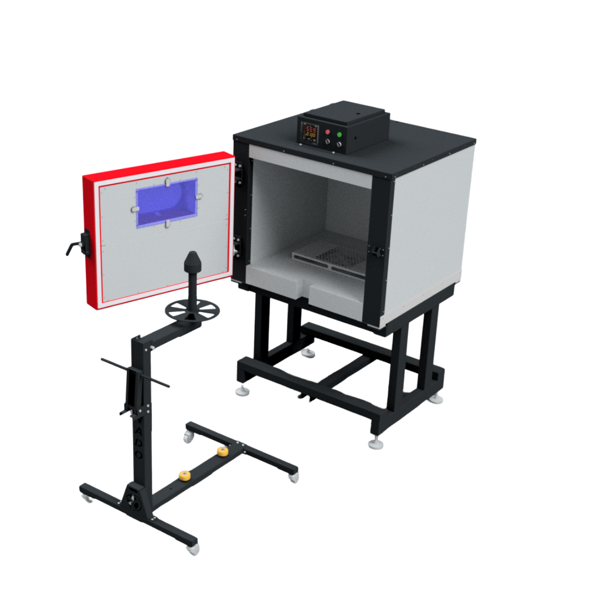 Electrostatic Wheel Coating Oven  Single Wheel 2 Transport Carts Included Set